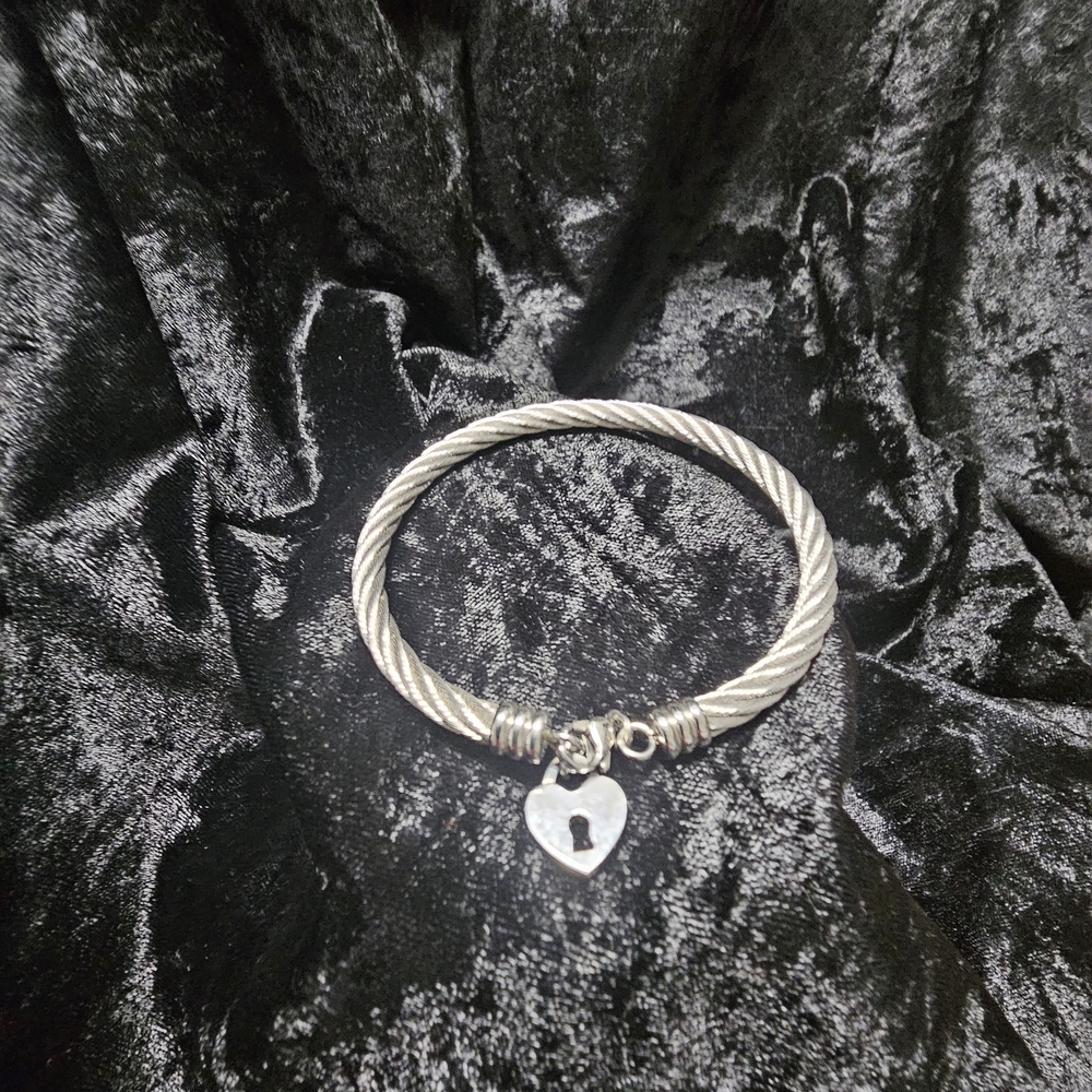 Silver Heart Lock Bracelet